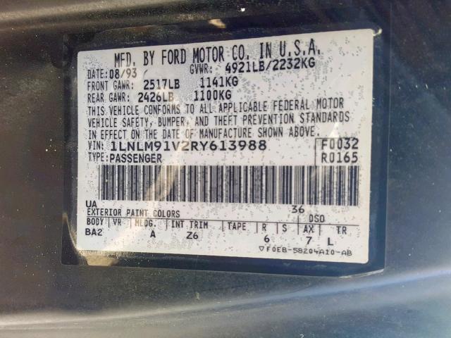 1LNLM91V2RY613988 - 1994 LINCOLN MARK VIII BLACK photo 10