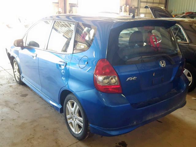 JHMGD38658S031238 - 2008 HONDA FIT SPORT BLUE photo 3