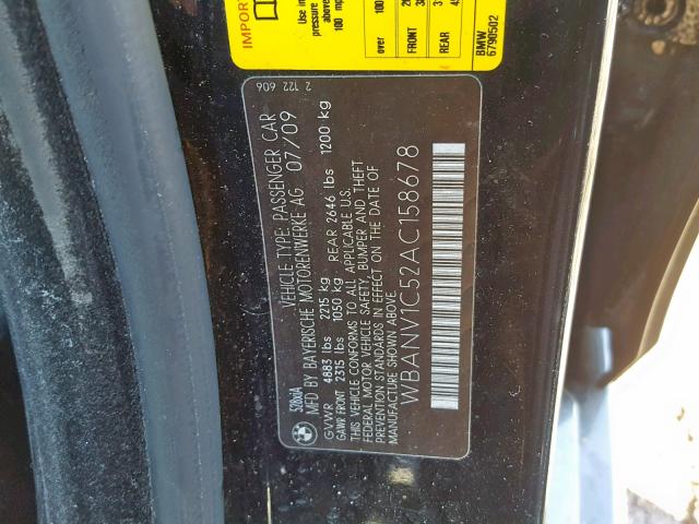 WBANV1C52AC158678 - 2010 BMW 528 XI BLACK photo 10