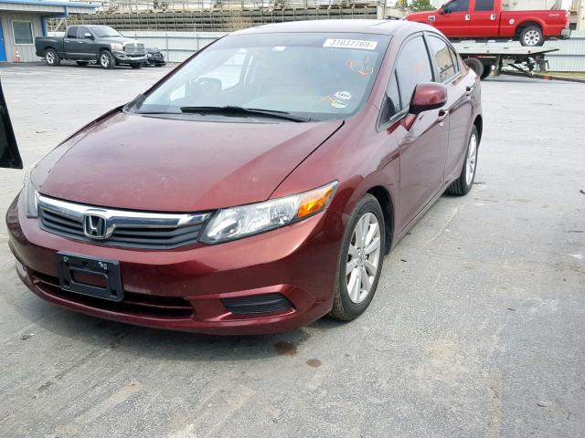 2HGFB2F95CH557171 - 2012 HONDA CIVIC EXL BURGUNDY photo 2