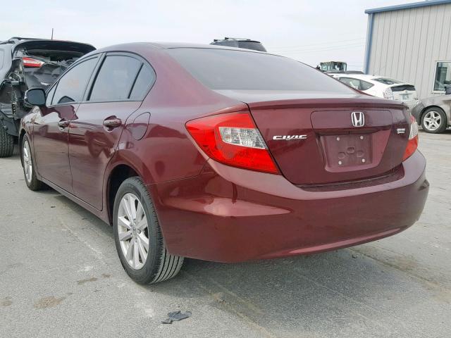 2HGFB2F95CH557171 - 2012 HONDA CIVIC EXL BURGUNDY photo 3