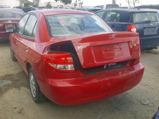 KNADC125X36229503 - 2003 KIA RIO RED photo 3