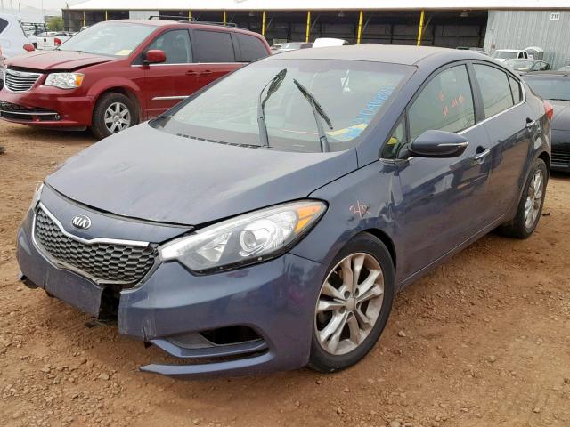 KNAFX4A85F5362240 - 2015 KIA FORTE EX BLUE photo 2