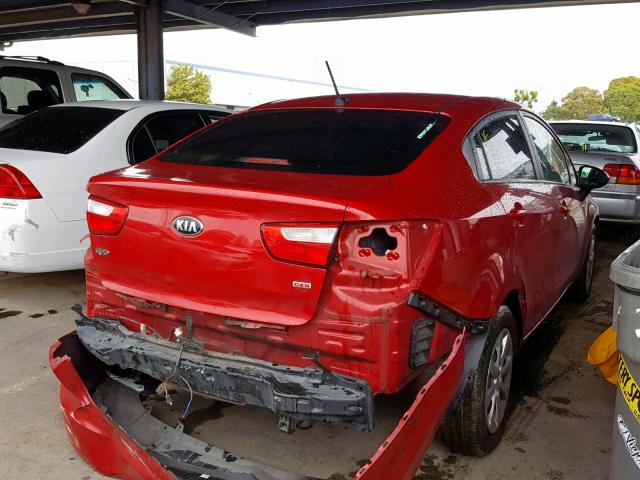 KNADM4A37F6438927 - 2015 KIA RIO LX RED photo 4