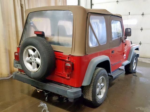 1J4FA49S8YP703393 - 2000 JEEP WRANGLER / RED photo 4