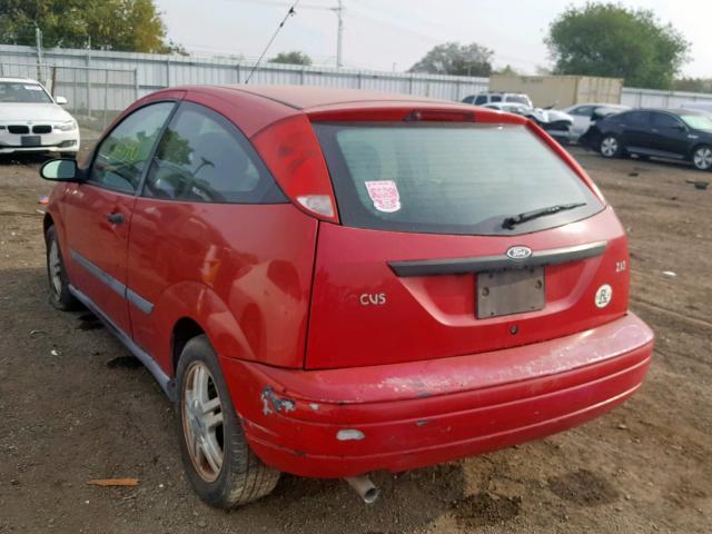 3FAFP3134YR225491 - 2000 FORD FOCUS ZX3 RED photo 3