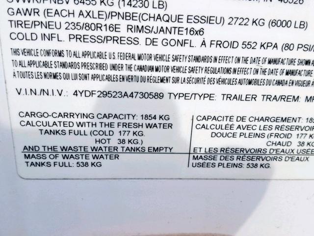 4YDF29523A4730589 - 2010 KEYSTONE MONTANA WHITE photo 10