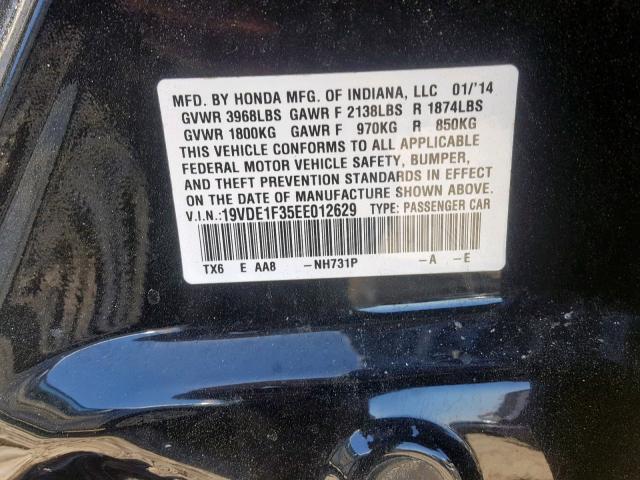 19VDE1F35EE012629 - 2014 ACURA ILX 20 BLACK photo 10