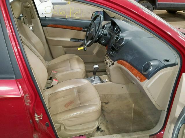 KL1TG566X7B114966 - 2007 CHEVROLET AVEO LT RED photo 5