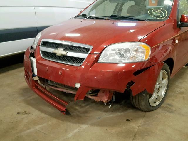 KL1TG566X7B114966 - 2007 CHEVROLET AVEO LT RED photo 9