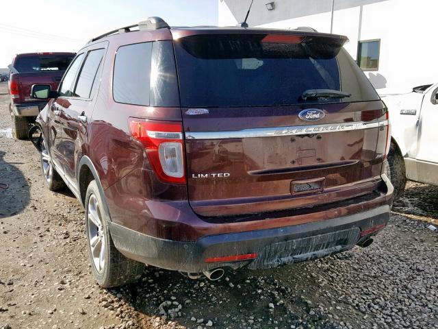 1FMHK8F86CGA48196 - 2012 FORD EXPLORER L BROWN photo 3