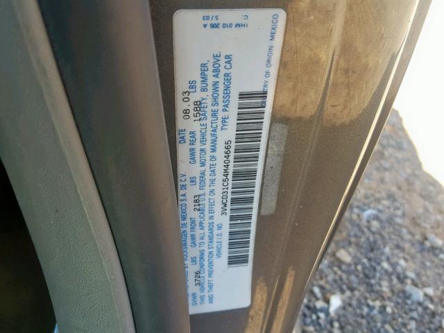 3VWCD31C54M404665 - 2004 VOLKSWAGEN NEW BEETLE ნაცრისფერი ფოტო 10