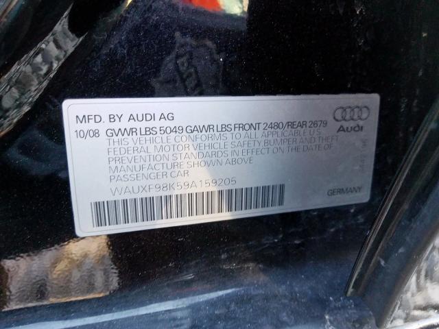 WAUXF98K59A159205 - 2009 AUDI A4 PRESTIGE  photo 10