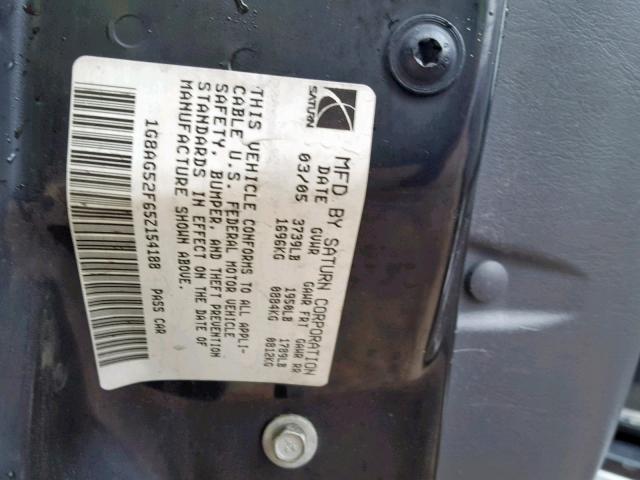 1G8AG52F65Z154188 - 2005 SATURN ION LEVEL SILVER photo 10