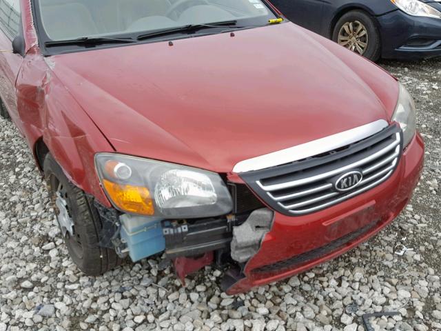 KNAFE221X95656474 - 2009 KIA SPECTRA EX RED photo 9