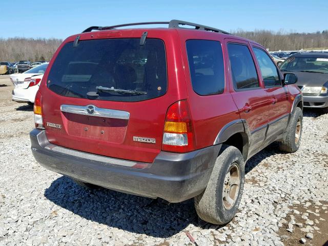 4F2CZ04124KM24912 - 2004 MAZDA TRIBUTE LX RED photo 4