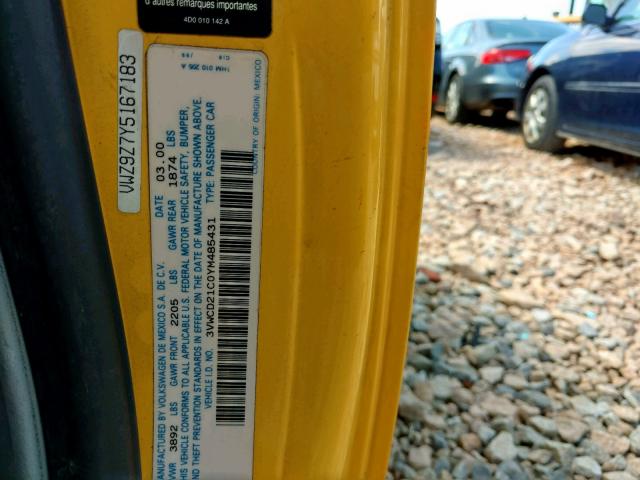 3VWCD21C0YM485431 - 2000 VOLKSWAGEN NEW BEETLE Sarı foto 10