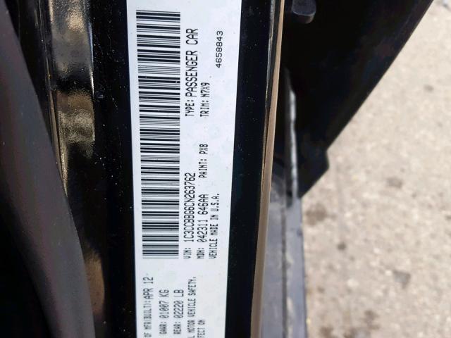 1C3CCBBG6CN263762 - 2012 CHRYSLER 200 TOURIN BLACK photo 10