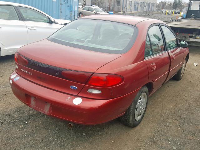 1FALP13P4VW411189 - 1997 FORD ESCORT LX BURGUNDY photo 4