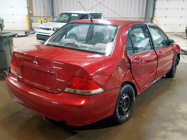 JA3AJ26E94U015111 - 2004 MITSUBISHI LANCER ES RED photo 4