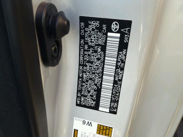 JTKDE167890276669 - 2009 TOYOTA SCION TC SILVER photo 10