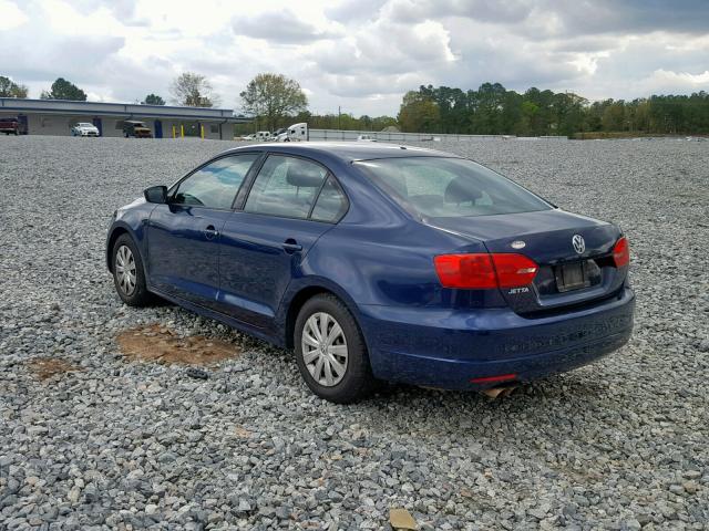 3VW2K7AJ3CM367234 - 2012 VOLKSWAGEN JETTA BASE BLUE photo 3