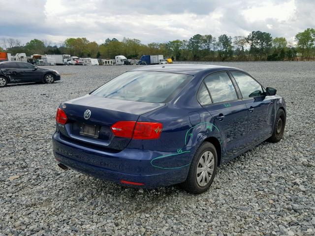 3VW2K7AJ3CM367234 - 2012 VOLKSWAGEN JETTA BASE BLUE photo 4