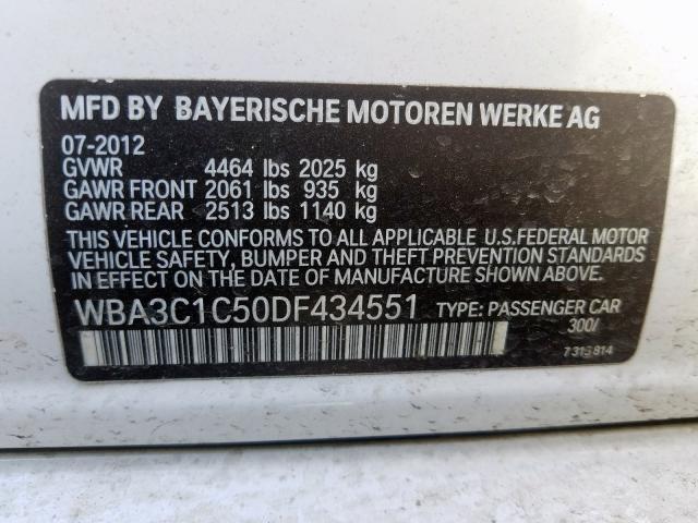 WBA3C1C50DF434551 - 2013 BMW 328 I SULEV  photo 10