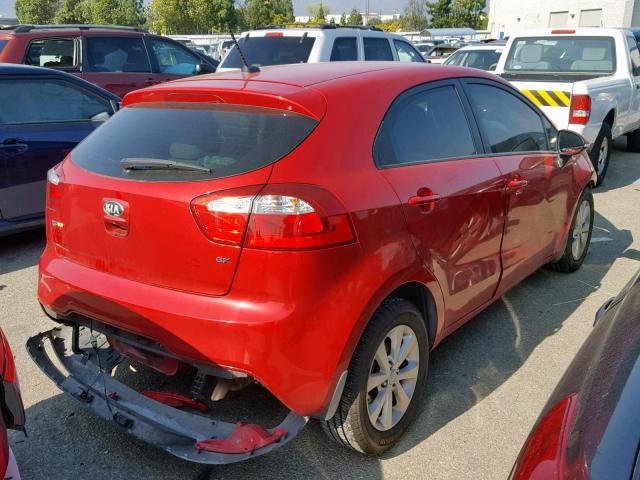 KNADN5A38D6302600 - 2013 KIA RIO EX RED photo 4