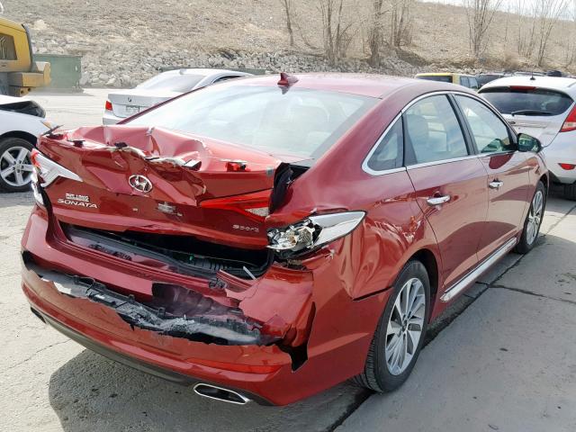 5NPE34AF2GH383556 - 2016 HYUNDAI SONATA SPO RED photo 4