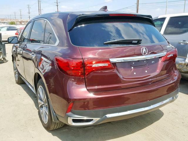 5FRYD3H57HB008388 - 2017 ACURA MDX TECHNO MAROON photo 3