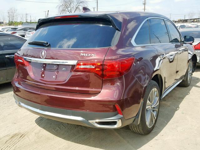 5FRYD3H57HB008388 - 2017 ACURA MDX TECHNO MAROON photo 4