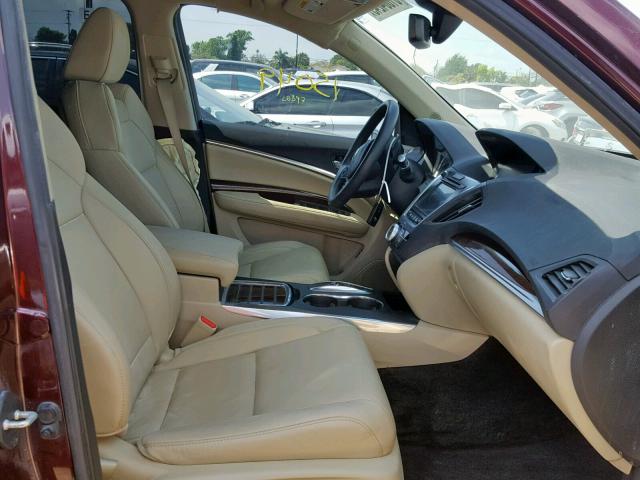 5FRYD3H57HB008388 - 2017 ACURA MDX TECHNO MAROON photo 5