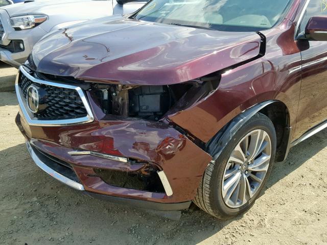 5FRYD3H57HB008388 - 2017 ACURA MDX TECHNO MAROON photo 9