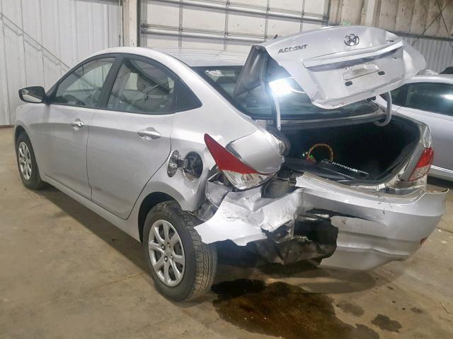 KMHCT4AE7EU619406 - 2014 HYUNDAI ACCENT GLS SILVER photo 3