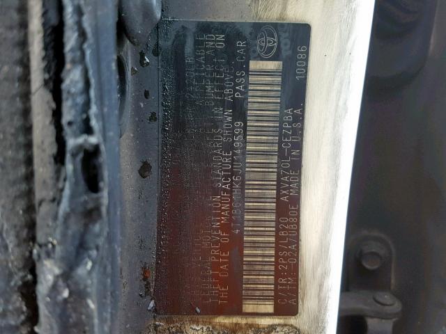 4T1B61HK6JU149599 - 2018 TOYOTA CAMRY XSE BURN photo 10