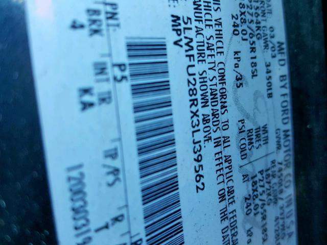 5LMFU28RX3LJ39562 - 2003 LINCOLN NAVIGATOR Yaşıl foto 10