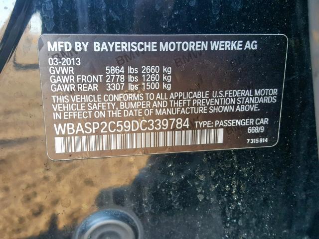 WBASP2C59DC339784 - 2013 BMW 535 XIGT BLACK photo 10