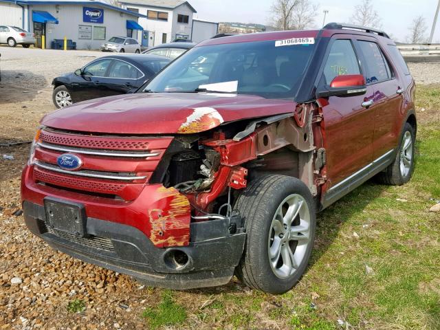 1FM5K8F82FGC38665 - 2015 FORD EXPLORER L RED photo 2