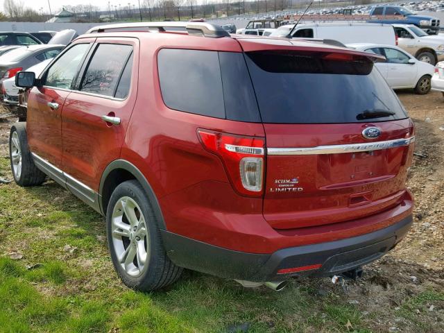 1FM5K8F82FGC38665 - 2015 FORD EXPLORER L RED photo 3