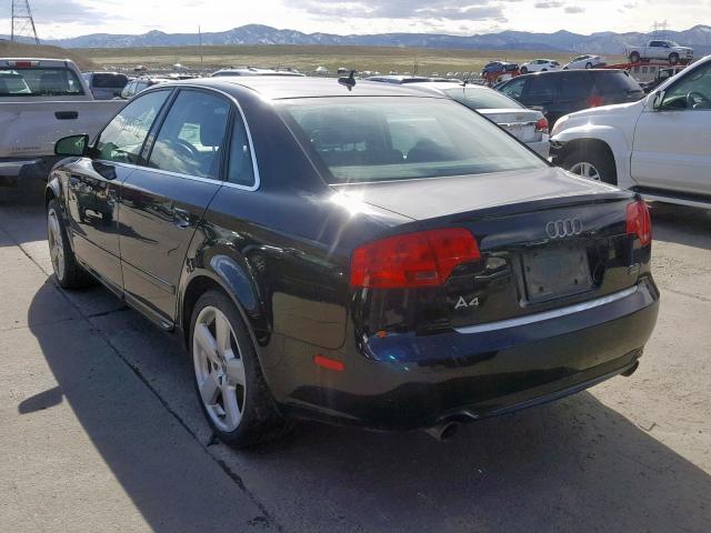 WAUDH78E78A012913 - 2008 AUDI A4 3.2 QUA BLACK photo 3