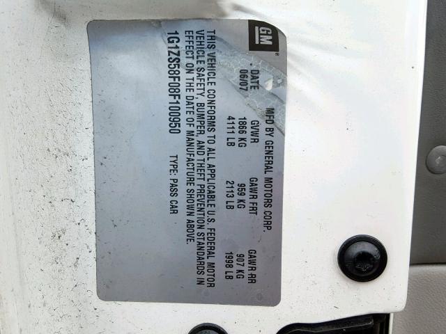 1G1ZS58F08F100950 - 2008 CHEVROLET MALIBU LS WHITE photo 10