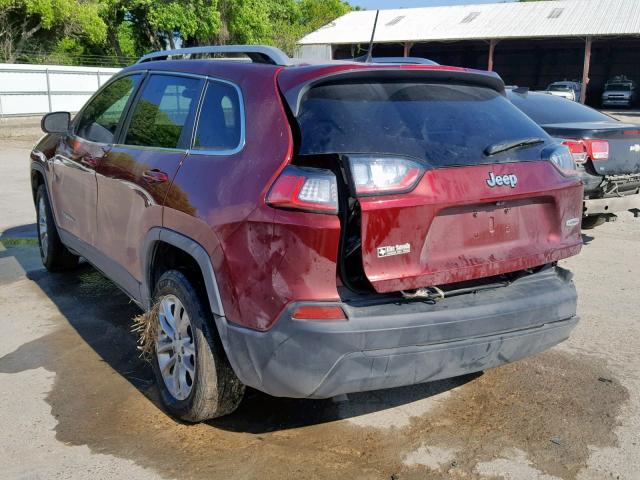 1C4PJLCB7KD307591 - 2019 JEEP CHEROKEE L MAROON photo 3