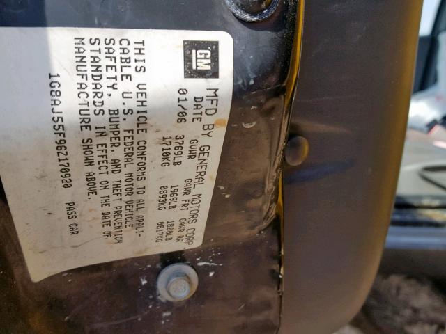 1G8AJ55F96Z170920 - 2006 SATURN ION LEVEL BLUE photo 10