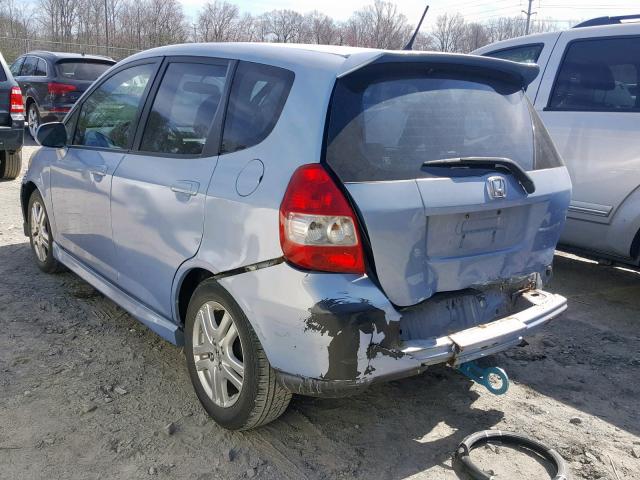 JHMGD38658S033815 - 2008 HONDA FIT SPORT BLUE photo 3