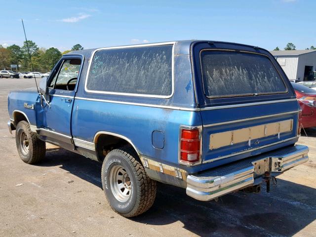 3B4GW12T9GM611286 - 1986 DODGE RAMCHARGER BLUE photo 3