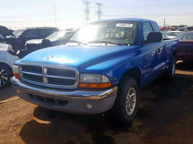 1B7GL22X0YS739915 - 2000 DODGE DAKOTA BLUE photo 2