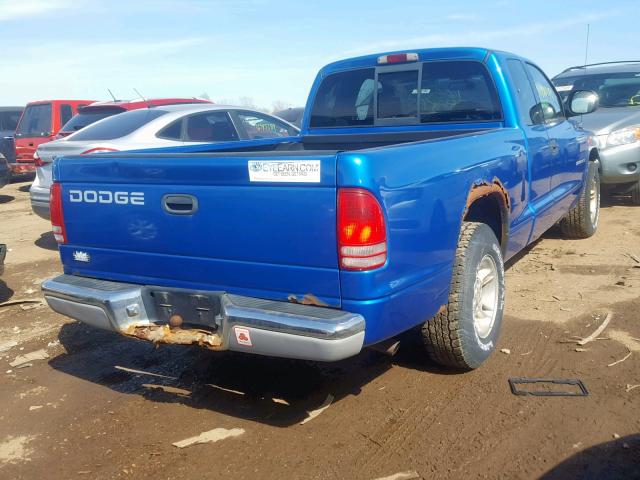 1B7GL22X0YS739915 - 2000 DODGE DAKOTA BLUE photo 4