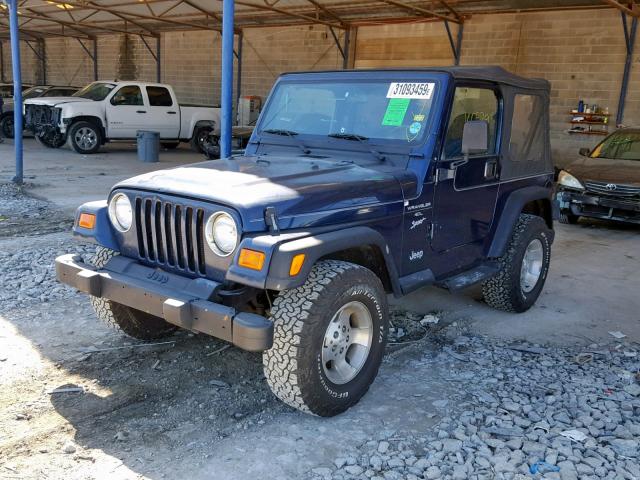 1J4FA49SXYP715853 - 2000 JEEP WRANGLER / BLUE photo 2