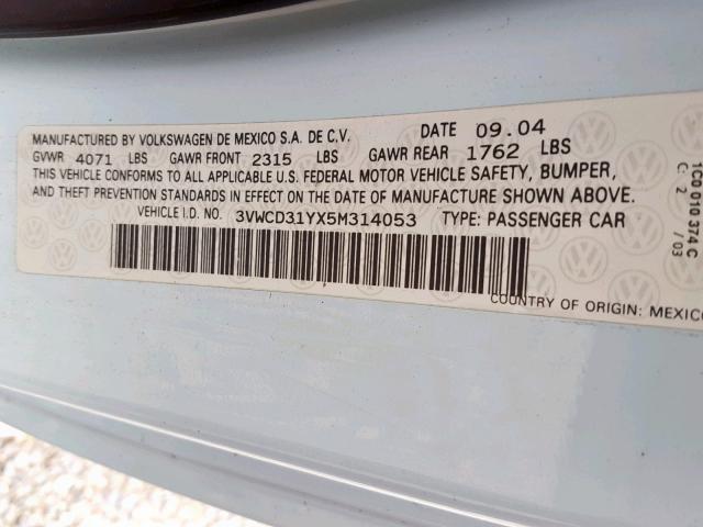 3VWCD31YX5M314053 - 2005 VOLKSWAGEN NEW BEETLE Creme Foto 10